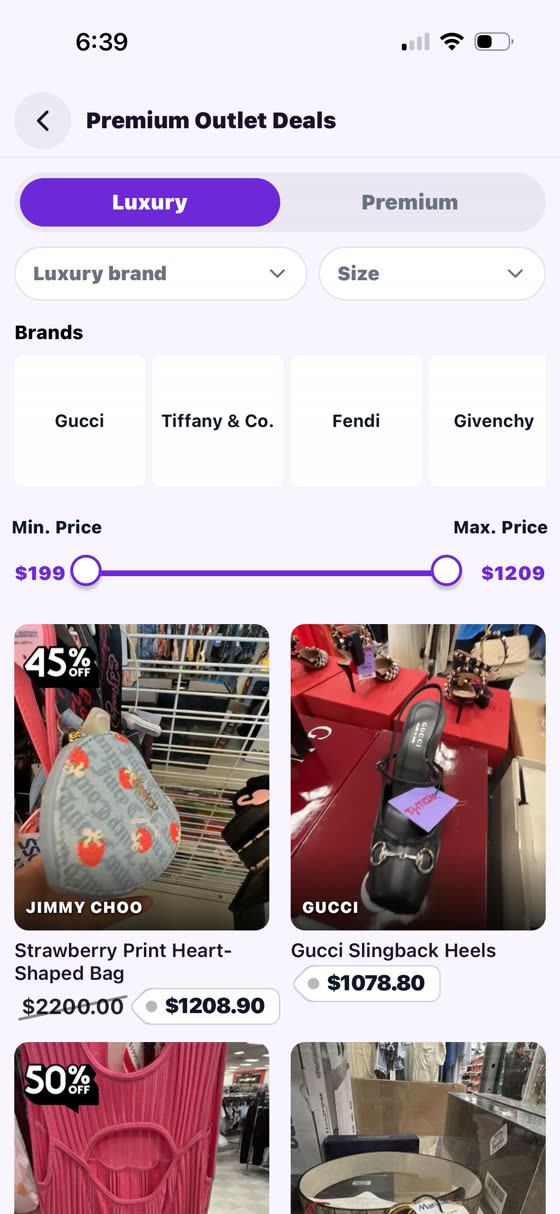 ShopWithMe app - Premium Outlet Deals with brand and price filters